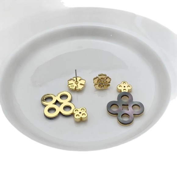 Tory Burch Gold and Silver Floral Earrings - Picture 4 of 5